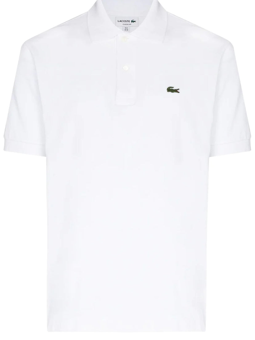 WHITE LACOSTE LOGO SHORT SLEEVE POLO SHIRT
