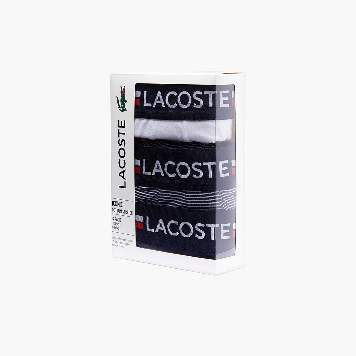 Lacoste 3Pk Iconic Trunks With Three-Tone Waistband