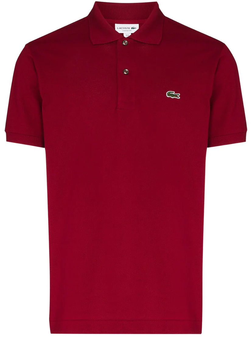 RED LACOSTE LOGO SHORT SLEEVE POLO SHIRT