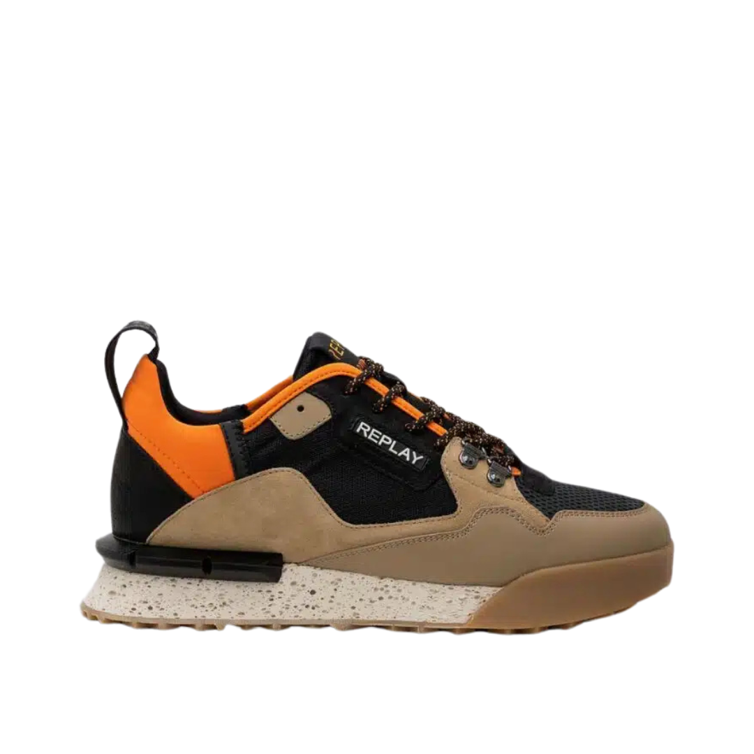REPLAY FIELD SPEED M BEIGE BLACK SNEAKERS