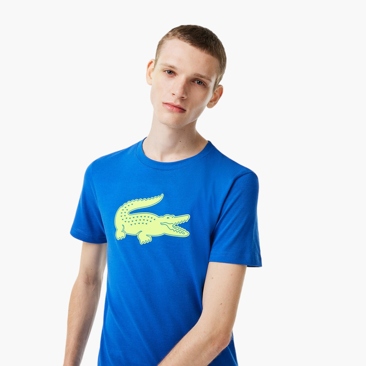 Lacoste Men’S Crew Neck Crocodile Print Organic Cotton T-Shirt