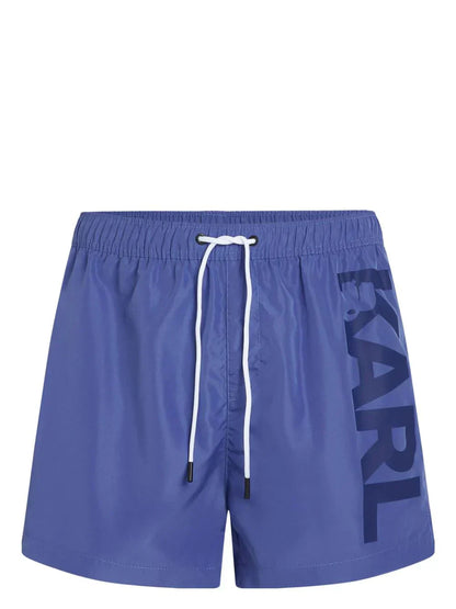 KARL LAGERFELD LOGO-PRINT SWIM SHORTS