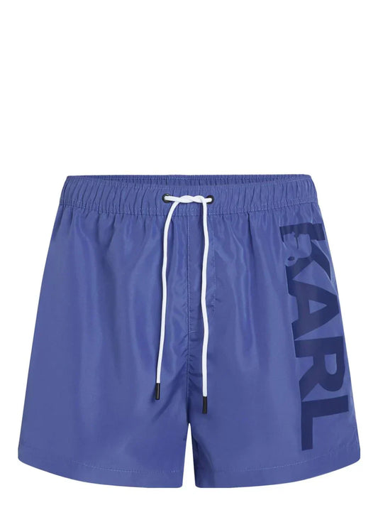 KARL LAGERFELD LOGO-PRINT SWIM SHORTS