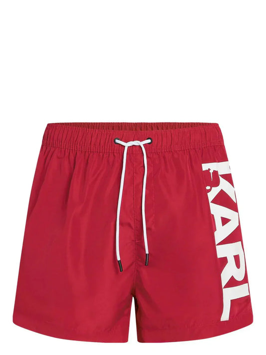 KARL LAGERFELD LOGO-PRINT SWIM SHORTS