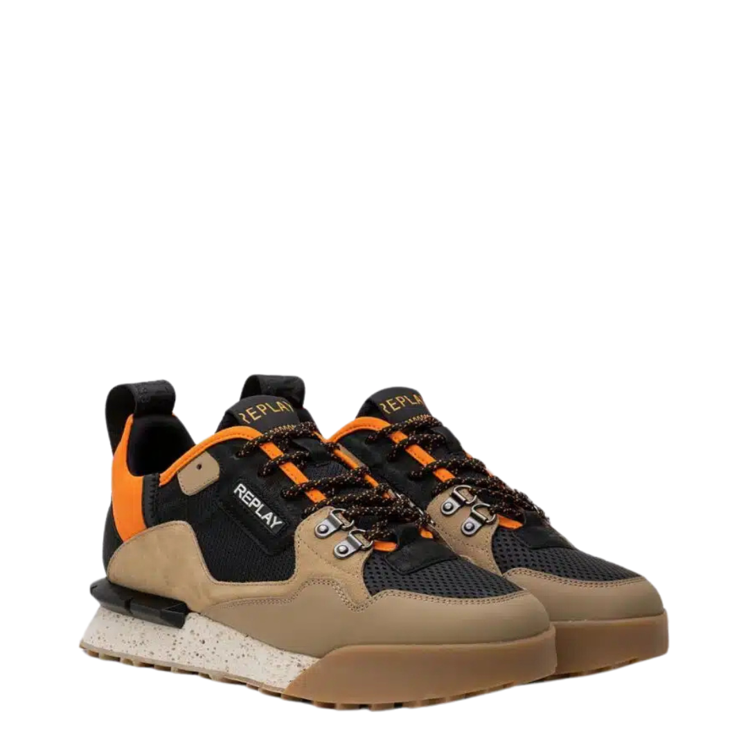 REPLAY FIELD SPEED M BEIGE BLACK SNEAKERS