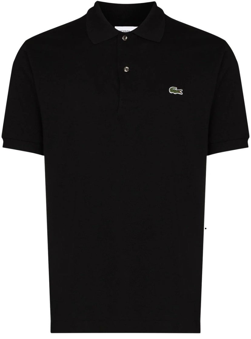 BLACK LACOSTE LOGO SHORT SLEEVE POLO SHIRT