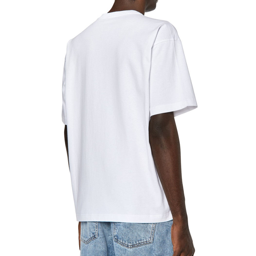 DIESEL T-NLABEL T-SHIRT WITH FRAYED LOGO PATCH