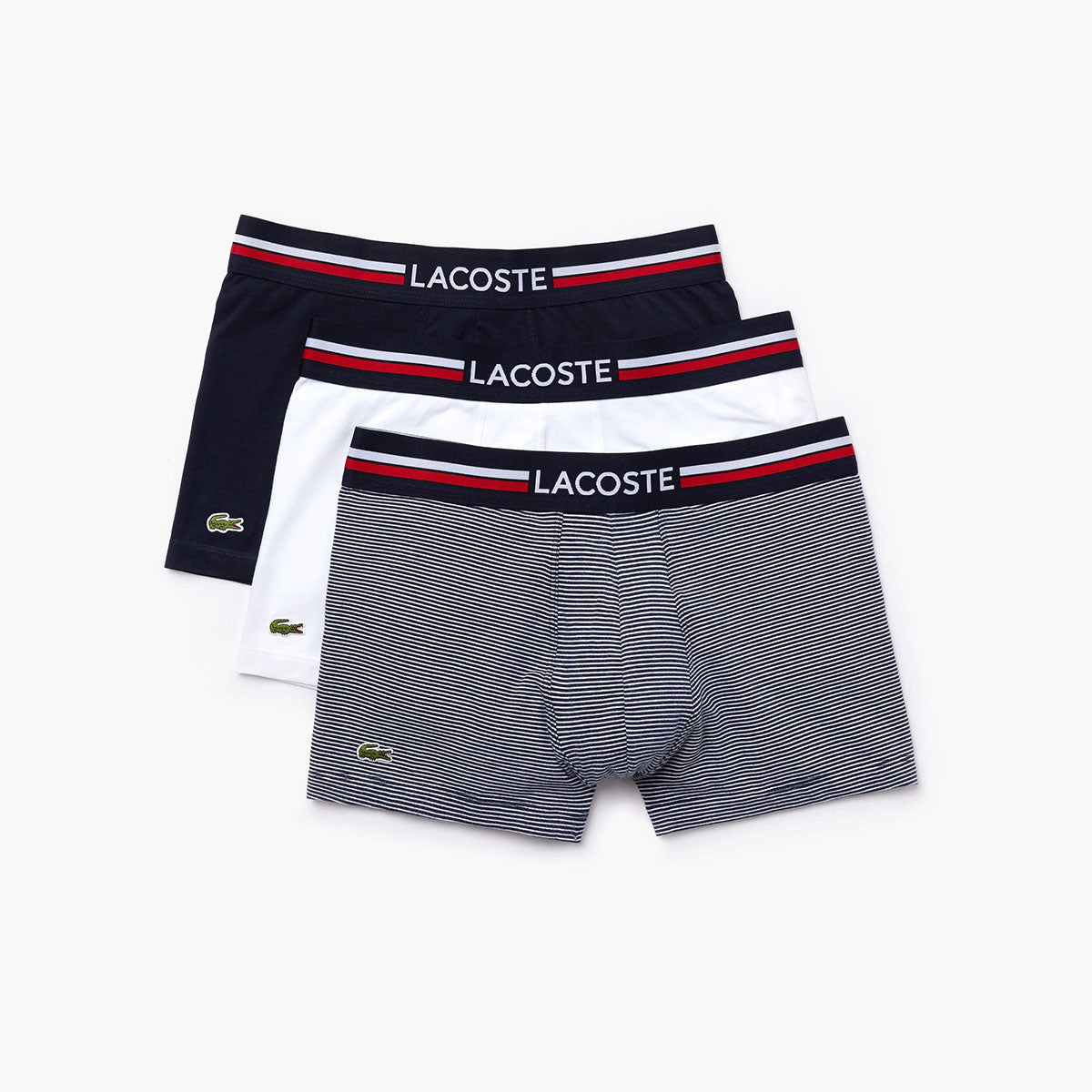 Lacoste 3Pk Iconic Trunks With Three-Tone Waistband