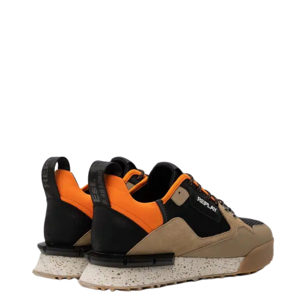 REPLAY FIELD SPEED M BEIGE BLACK SNEAKERS