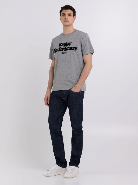 REPLAY CREWNECK JERSEY T-SHIRT WITH PRINT